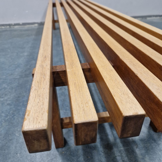 Image 1 of Banc à lattes en teck design des années 70