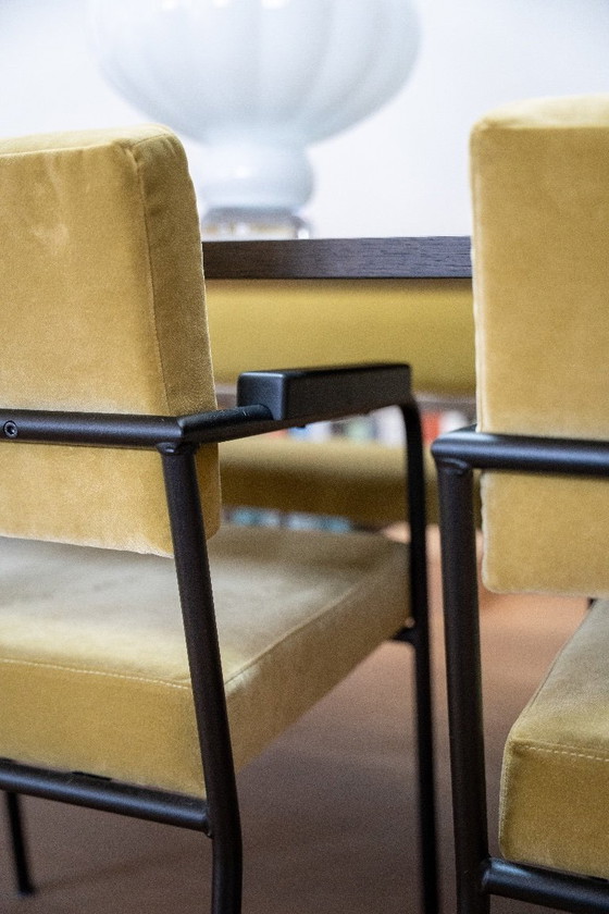 Image 1 of Fest Monday dining set: 3 chairs + bench (Royal Pistachio / black frame / armrest)