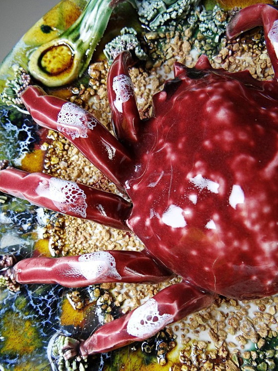 Image 1 of Trompe-l’oeil crab slushie plate Caldas da Rainha Portugal vintage