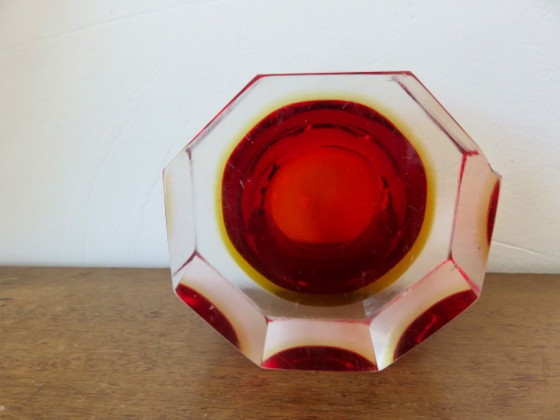 Image 1 of Octagonal Sommerso Murano ashtray, designed by Flavio Poli, 1970s