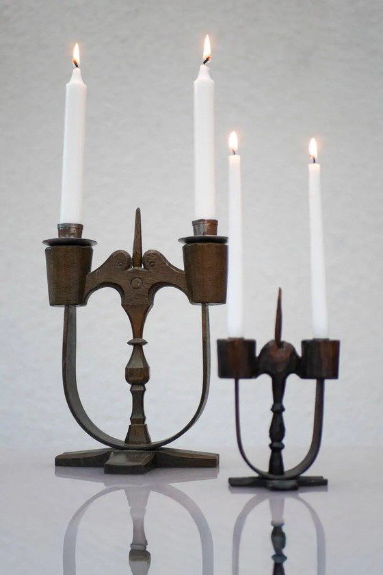 Image 1 of Bougeoirs en bois suédois de Taserud, 1955, lot de 2