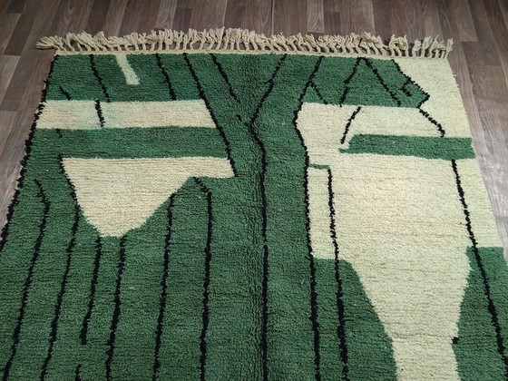 Image 1 of Alfombra grande verde hecha a mano, por encargo, tamaño 200/300 cm.