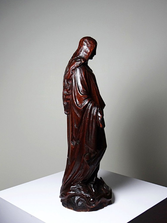 Image 1 of Antique religious sculpture of the Virgin Mary in carved wood, Immaculate Conception
