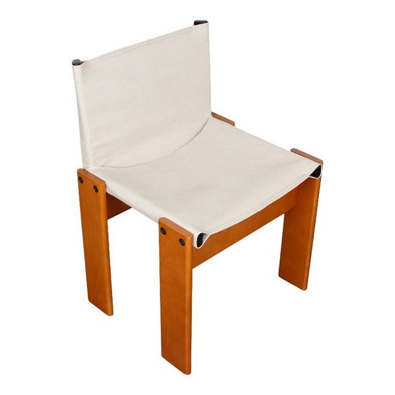 Image 1 of 10x Monniksstoelen van Afra en Tobia Scarpa voor Molteni in notenhout en canvas, Italië, jaren 70