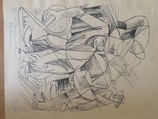 Marcel Notebaert - 8 black and white drawings of figures and scenes.