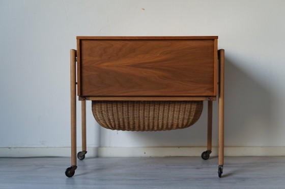 Vintage Sewing Cabinet 60s | Mid-Century | Scandinavian Design, Chest of drawers, Wood, Brown (photo 6 of 9)