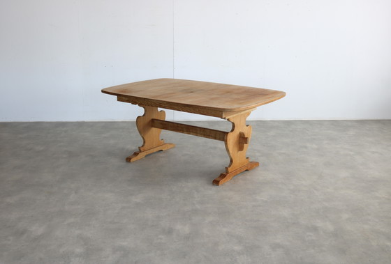 Image 1 of brutalist oak extendable dining table