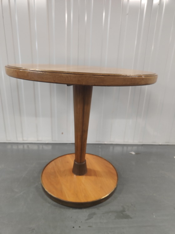 Image 1 of Tavolino da caffè rotondo bicolore Streamline Art Deco Tavolino da caffè rotondo