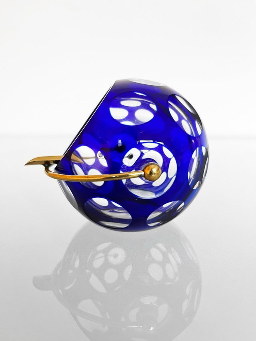 Vintage Marita Voigt GDR Harzkristall blue colored ashtray