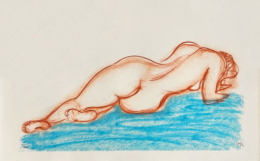 Marie-Jo BOURRON Etude de nu II Litografia firmata 1990