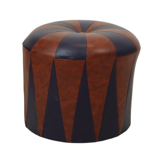 Image 1 of Round Vintage Pouf Purple Bordeaux