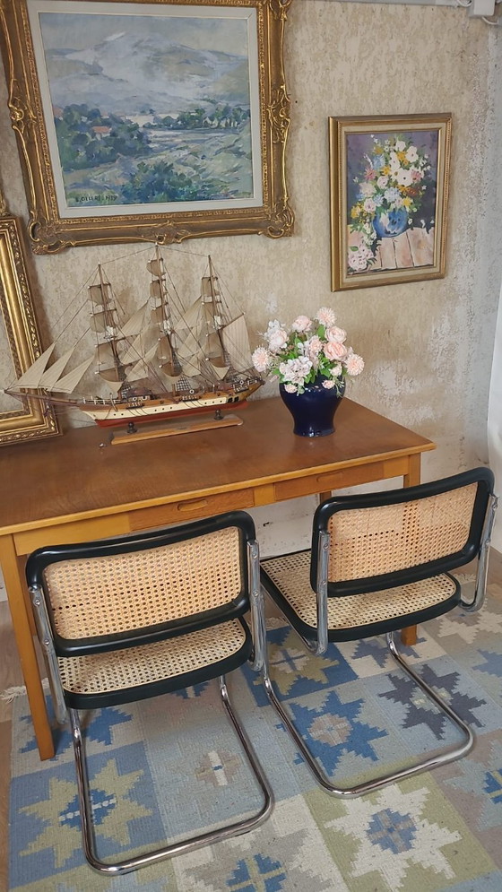 Image 1 of Open image in full screen Set of 4 vintage Cesca B32 black chairs by Marcel Breuer, Italy Open image in full screen L