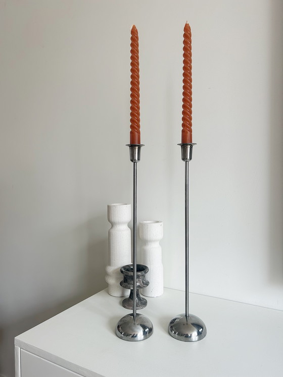 Image 1 of Set di 2 candelabri vintage IKEA della collezione Stockholm, disegnati da Ola Wihlborg negli anni '80.