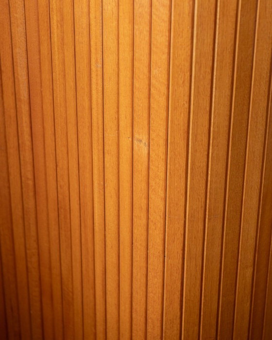 Image 1 of Vintage French Art Deco Pine Tambour Room Divider by Jomain Baumann for Baumann, 1930s