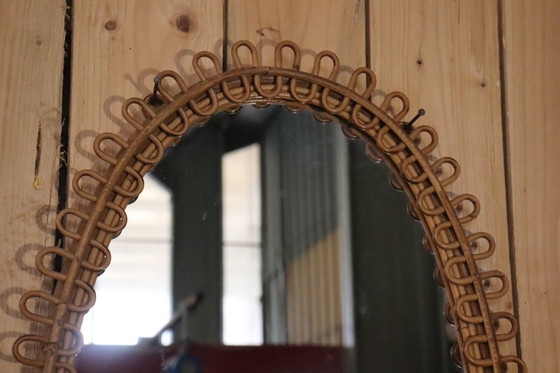 Image 1 of Miroir & sellette rotin Franco Albini
