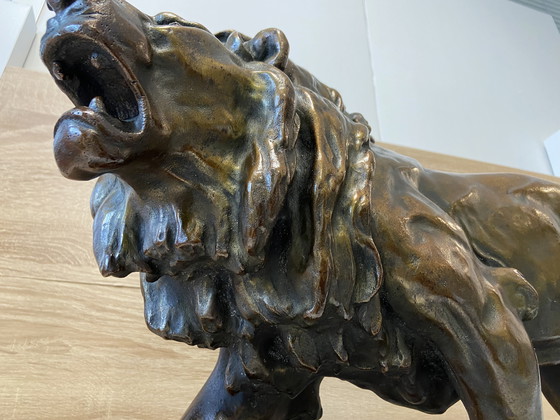 Image 1 of Grande statua antica di leone in bronzo massiccio di Louis Vidal (1831-1892)