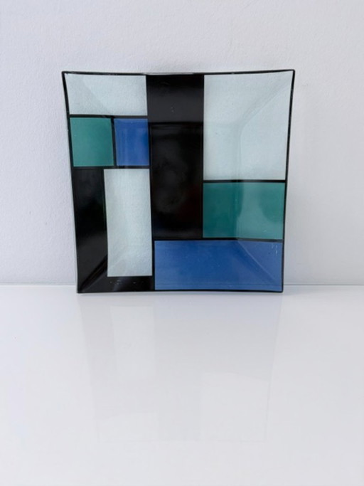 Vintage glass Bowl – geometric postmodern design