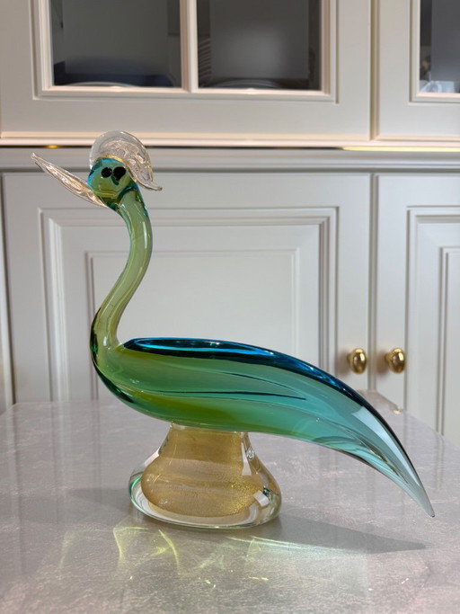 Murano Bird of Paradise – große Glas-Vogelskulptur – Barbini für Salviati zugeschrieben – ca. 1950er Jahre