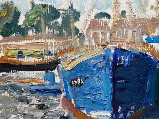 Vissersboten in Haven Oostende – A. De Deken, Kunst, Wood, Canvas (photo 11 of 13)