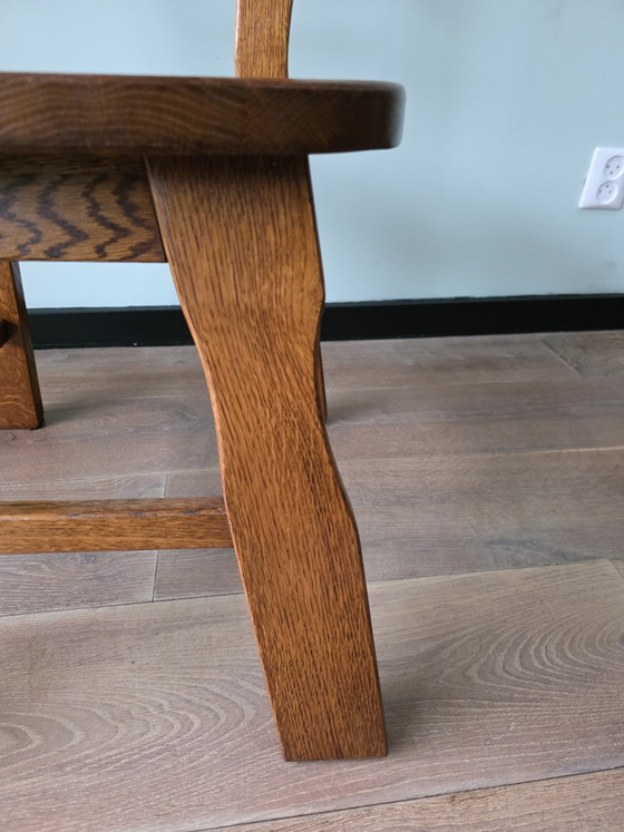Image 1 of Massief eiken brutalist stoelen – set van 4