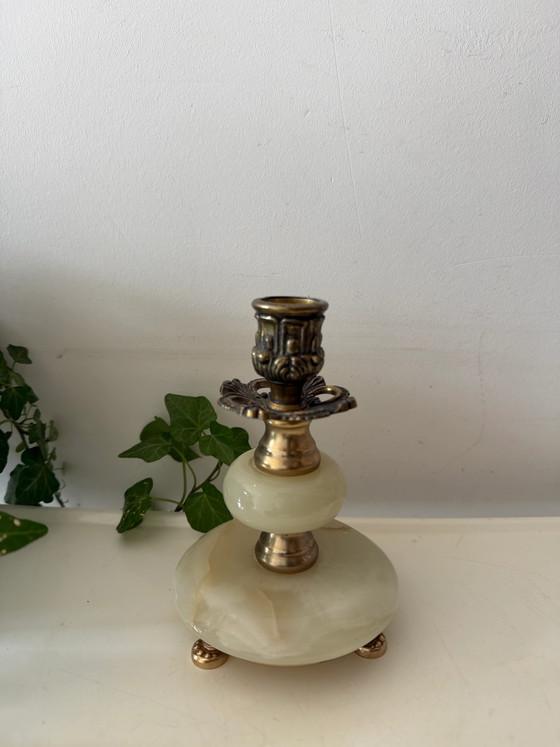 Brass with Onyx Candlestick – Candle holders, Vintage (photo 4 of 4)