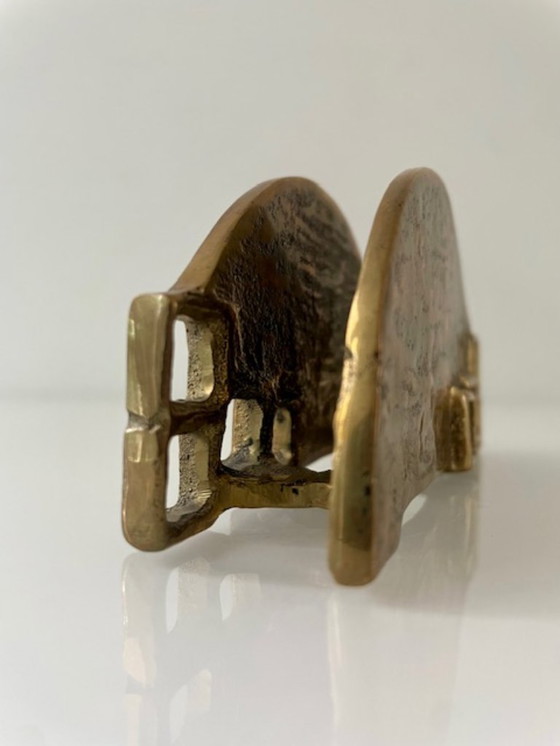 Image 1 of Brutalist messing servethouder van Heinz Goll jaren 60