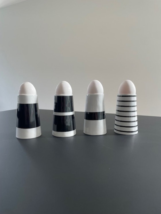 Image 1 of Set of 4 Scandinavian design porcelain egg cups