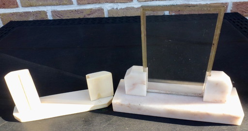 2 cadres photo vintage en marbre et en os.