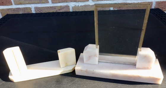 Image 1 of 2 cornici per foto vintage in marmo e osso.