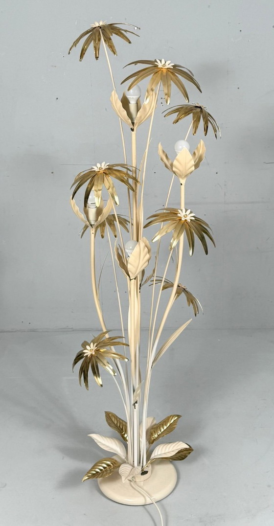 Image 1 of Lámpara de pie floral, estilo Hollywood Regency, años 70