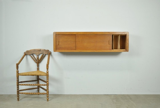 Vintage Mid-Century Wall Cabinet with Sliding Doors, 1960s – Wood (photo 12 of 14)