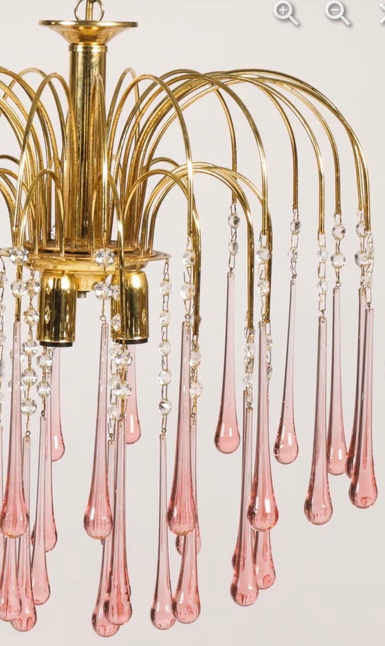 Image 1 of Lampadario a goccia in vetro di Murano anni '70