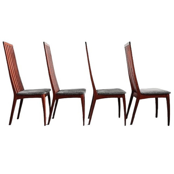 Image 1 of Cuatro sillas de comedor de diseño danés de mediados de siglo en color gris teca, años 70