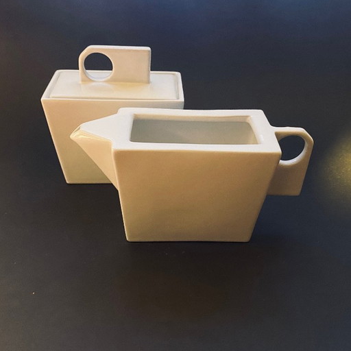 Royal Boch Belgien – minimalistisches Zucker- und Milchset – weißes Porzellan – modernes Design