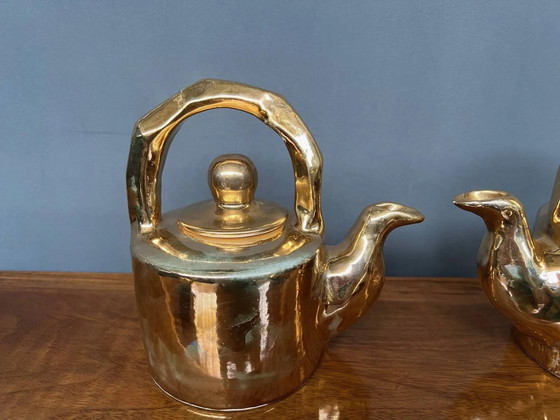Teiera in ceramica dorata, modello "Charlotte" di Kühn Keramik., Accessori da cucina, Porcellana (foto 4 di 7)