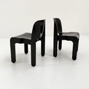Ensemble de 4 chaises noires modèle 4867 Universale par Joe Colombo pour Kartell, années 1970
