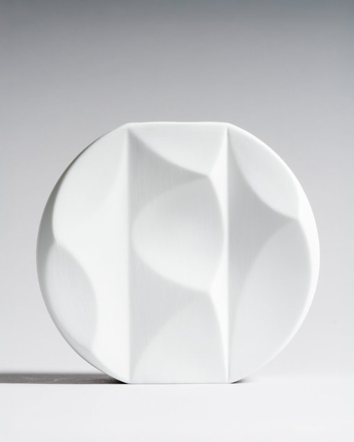 Raro vaso Hutschenreuther Archais Heinrich Fuchs modello 5096/18 in porcellana biscuit