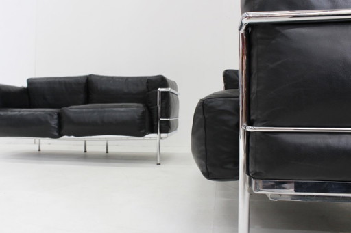 Set of LC2 sofas Grand Confort Le Corbusier for Alivar 1980s