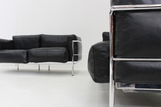 Image 1 of Set of LC2 sofas Grand Confort Le Corbusier for Alivar 1980s