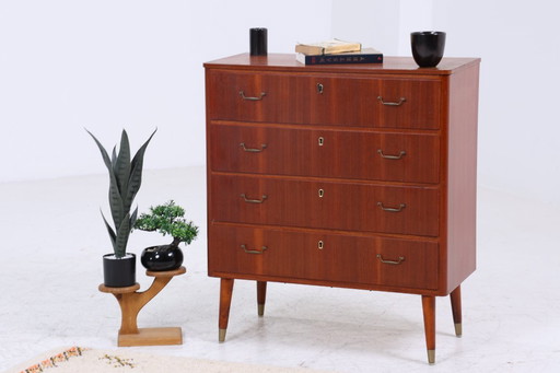 Wonderful teak Mid - Century chest of drawers | vintage cabinet wood storage 60s #07-60