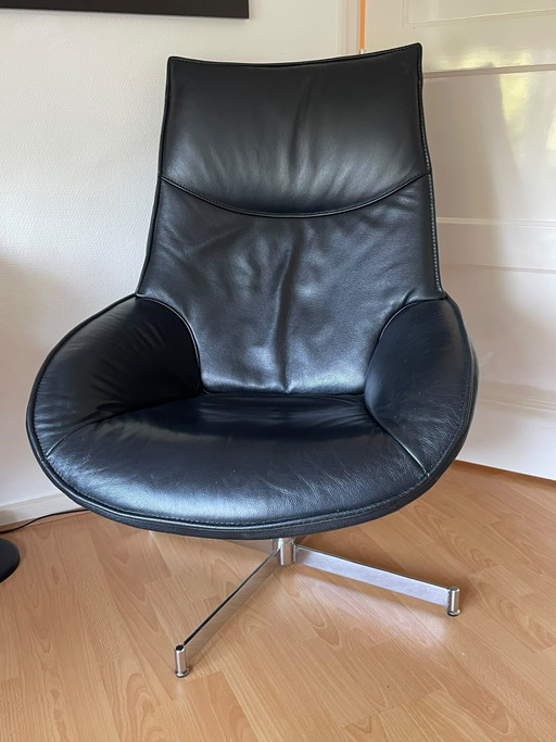 Sillón giratorio de cuero negro – Hulshoff, fauteuils, Leather (photo 2 of 7)
