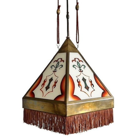 Image 1 of Suspension Art Déco XL ancienne, école d'Amsterdam, années 1920