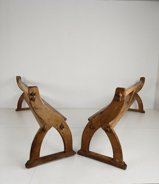 Bancs d'école victoriens en pin pitchpin – Vers 1900, Angleterre – Wood (photo 5 of 12)
