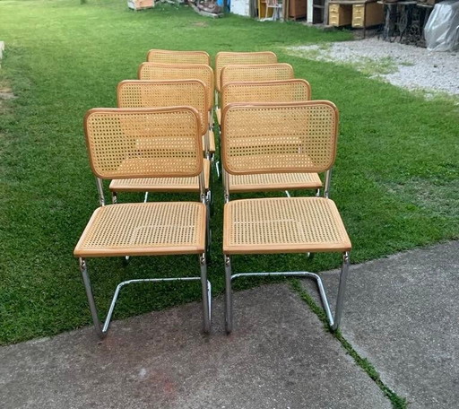 Mid-Century Modern italienischer Marcel Breuer B32 Cesca Stuhl, 70er Jahre 8er Set