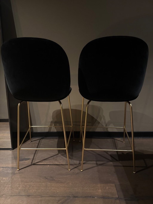 Beetle Counter Chair Upholstered Black Velour