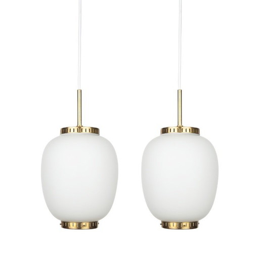Coppia di 2 lampade a sospensione vintage danesi Kina di Bent Karlby, Lyfa, 1946