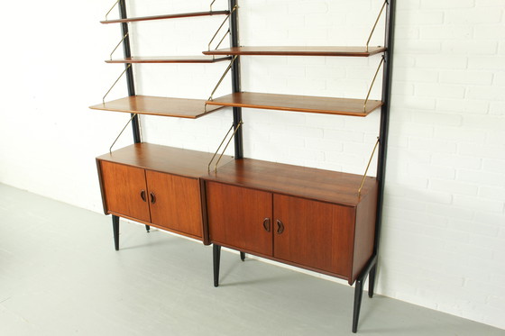 Image 1 of Parete attrezzata modulare in teak di Louis van Teeffelen per WéBé, 1955