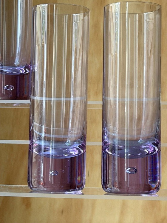 Verres à long drink vintage TC Kristall Amethyst à base bombée – Lot de 5 – Verre violet moderne du milieu (photo 6 of 12)