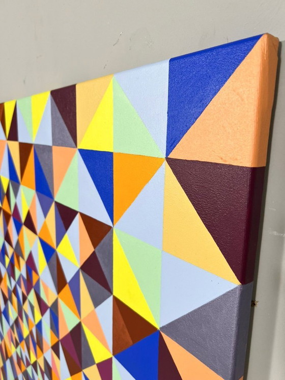 Image 1 of Lena László, acrylique sur toile, 'Exactly 299 triangles