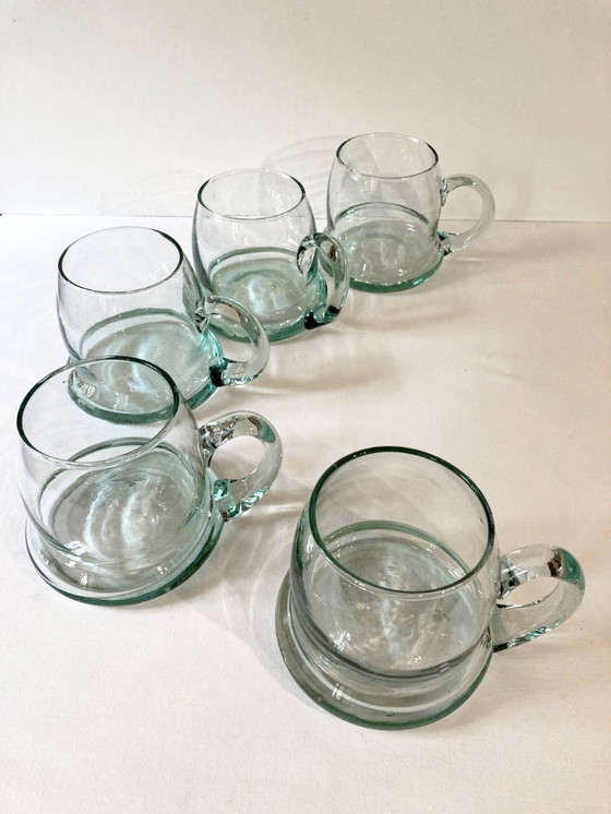 Image 1 of 5 Bierkrüge aus blasenfreiem, mundgeblasenem Glas